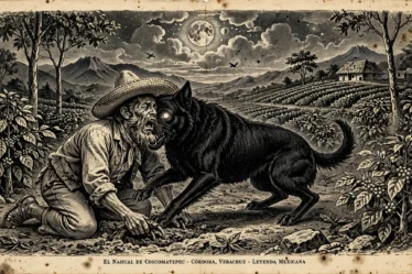 Nahual de Coscomatepec transformándose en perro negro en cafetales de Córdoba Veracruz leyenda mexicana
